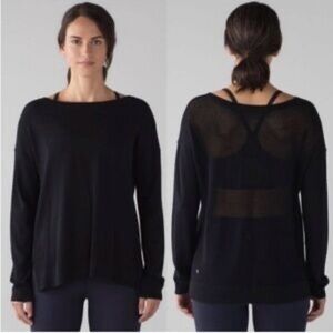 Lululemon Well Being knit Sweater Black style W3AHES Boolux, Mesh fits like a 10